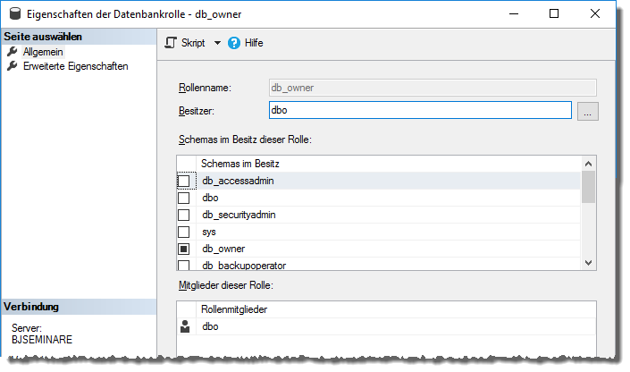 Die optimale Datenbankrolle db_owner